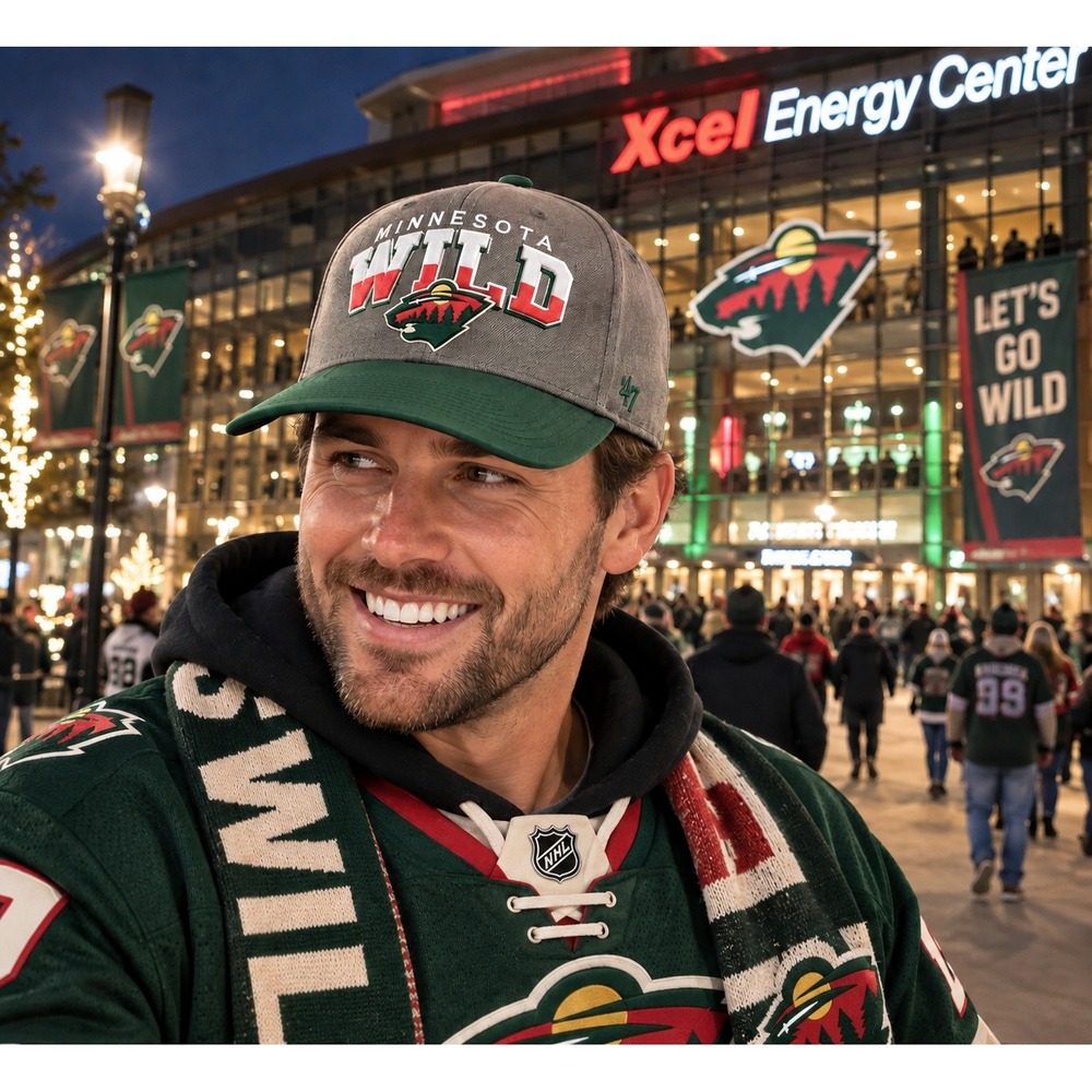 Minnesota Wild Hat 47 Split Block MVP Adjustable Charcoal Green NHL NWT
